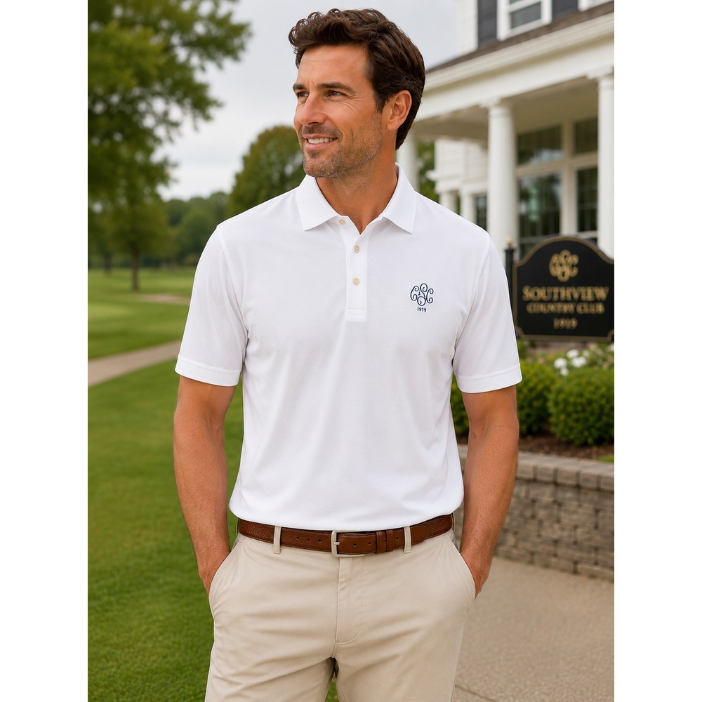 Peter Millar Summer Comfort Mens XL White Golf Polo Shirt ME0EK01S Stretch Logo